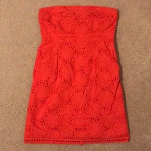 NY&C Eyelet Flower Strapless Dress with Pockets